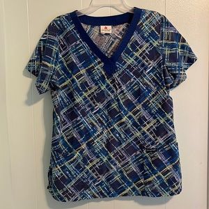 Women’s Scrub Top Green and Blue